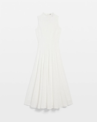 Mock Neck Knit Lace Midi Dress click to view larger image.