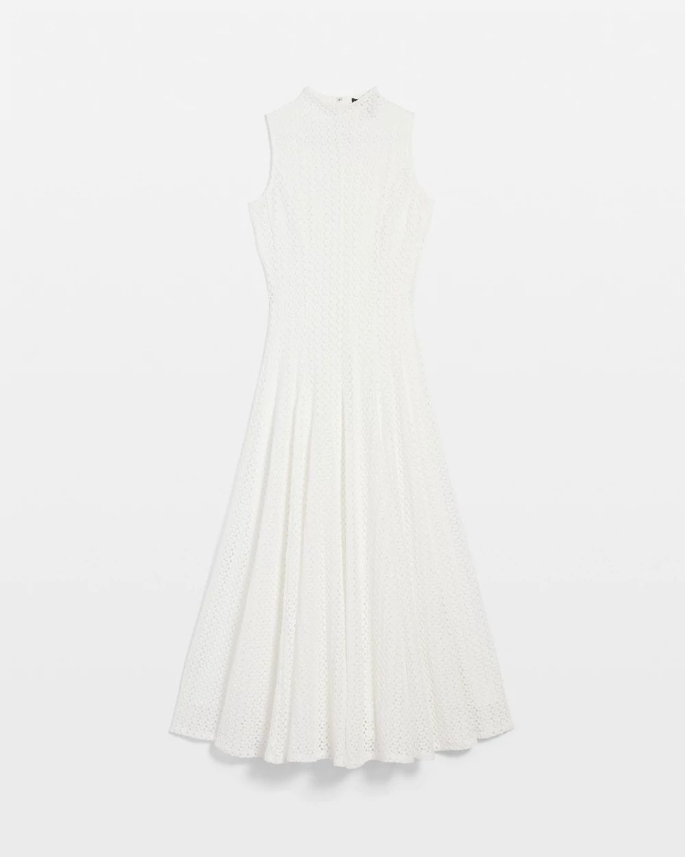 Mock Neck Knit Lace Midi Dress