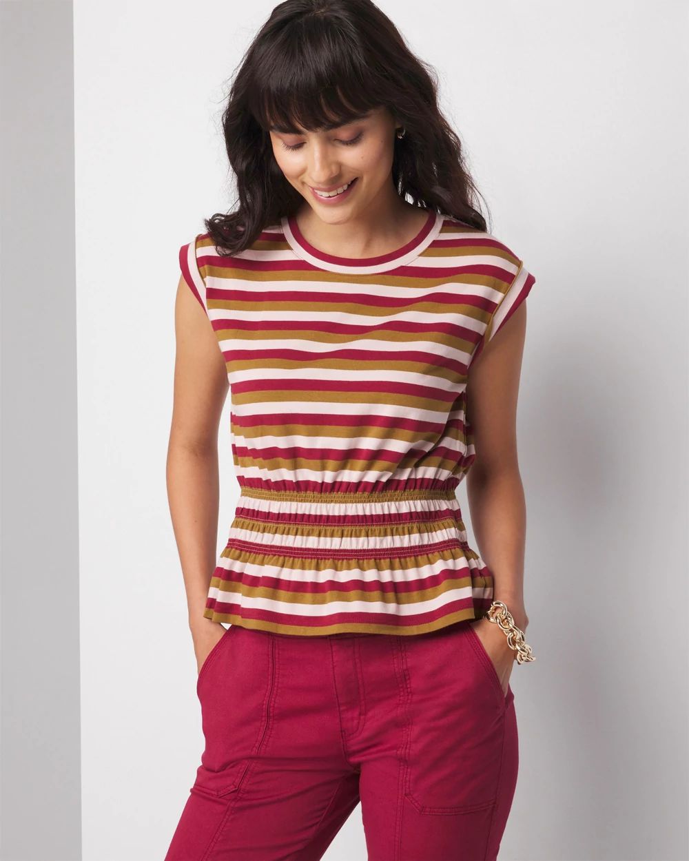 Smocked Peplum Tee
