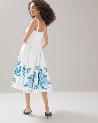 Button Front Fit & Flare Midi Dress