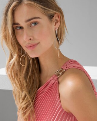 Mixed Metal Pavé Drop Earrings
