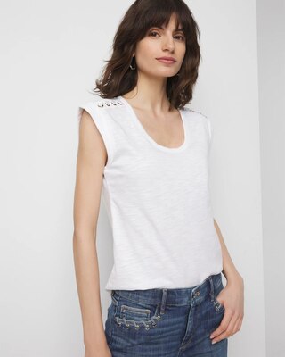 Lace-Up Shoulder Scoop Tee