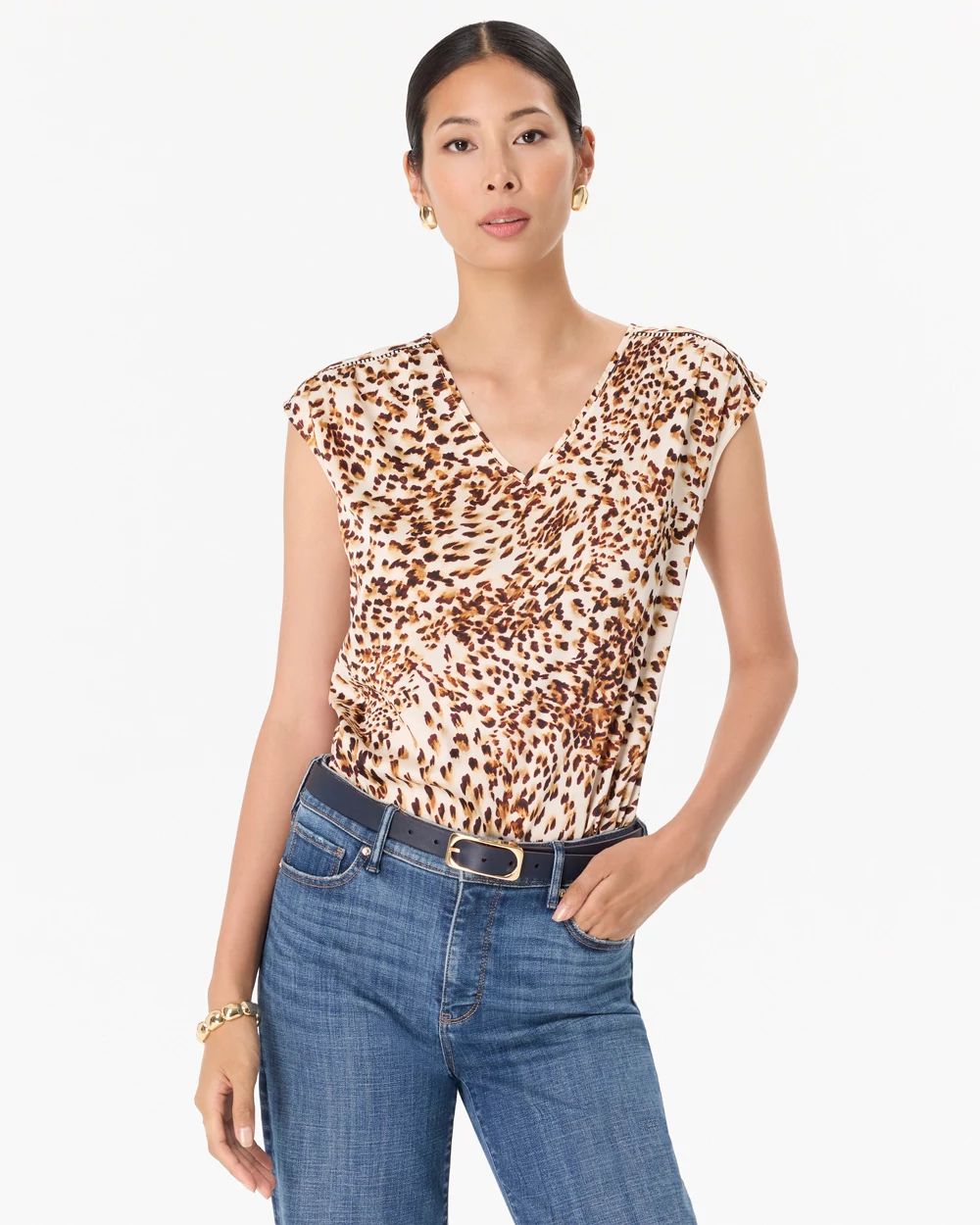 V-neck Crepe Shell