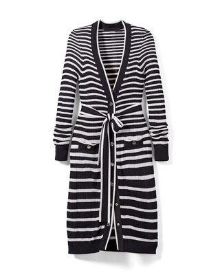 Black + White Striped Cardigan
