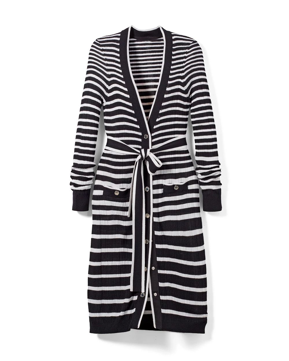 Black + White Striped Cardigan