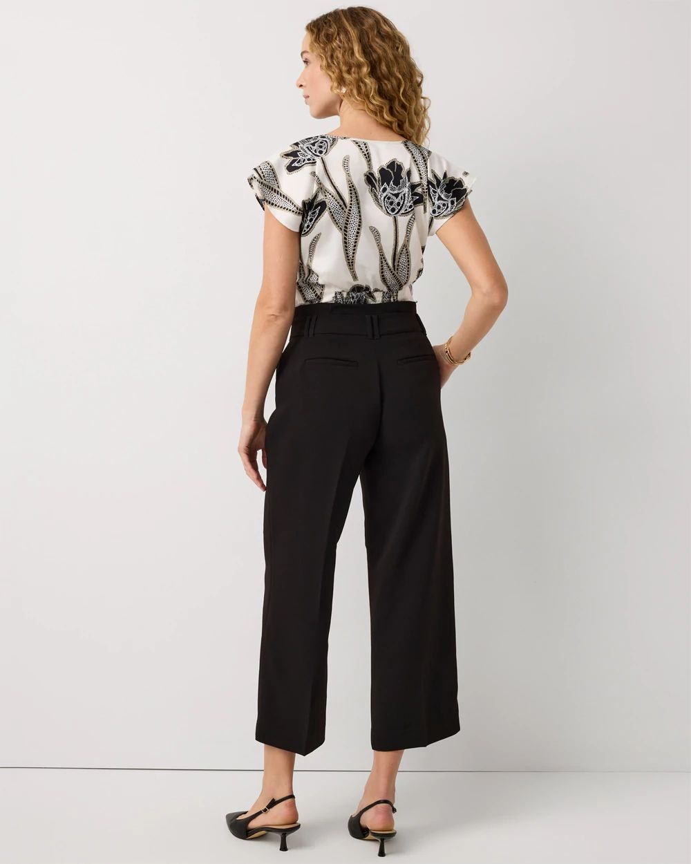 Pleated Cropped Wide Leg Pant click to view larger image.