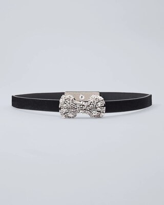 Crystal-Bow Velvet Belt