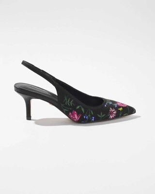 Floral Embroidered Slingback Heels click to view larger image.