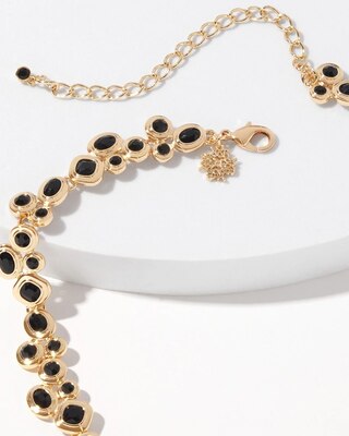 Gold + Black Glass Statement Necklace