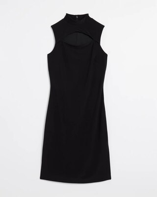 Petite Sleeveless Mockneck Cutout Matte Jersey Midi Dress