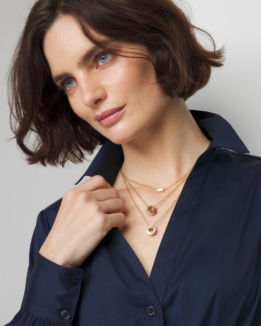 Gold Baguette Convertible Multi-Strand Necklace