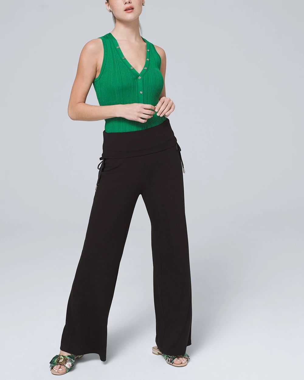 Petite Fold-Over Wide Leg Pants