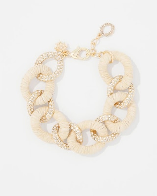 Natural Raffia + Crystal Link Bracelet click to view larger image.