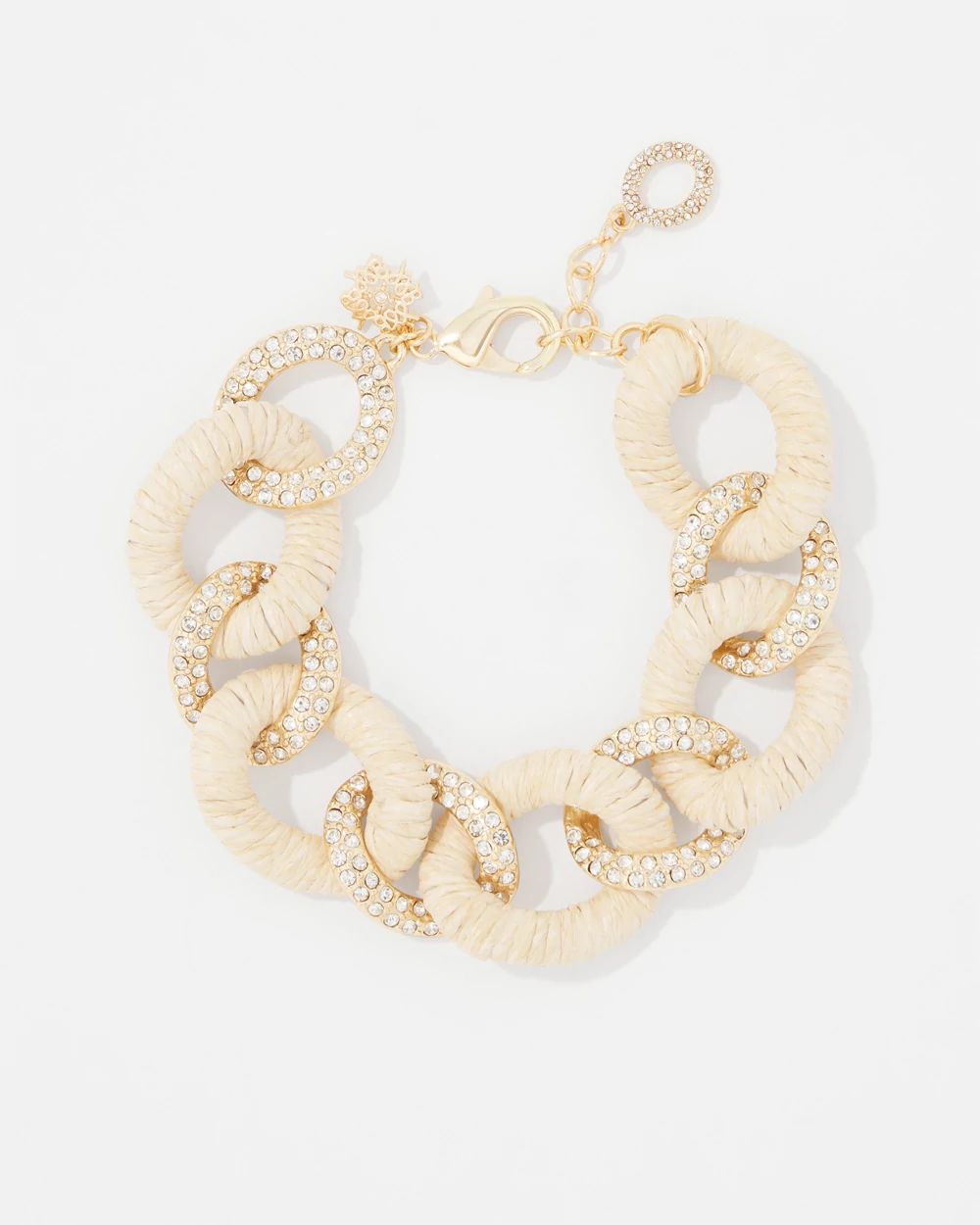 Natural Raffia + Crystal Link Bracelet