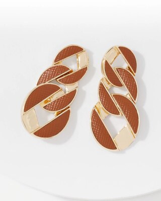 Cognac Textured Leather Linear Earrings click to view larger image.