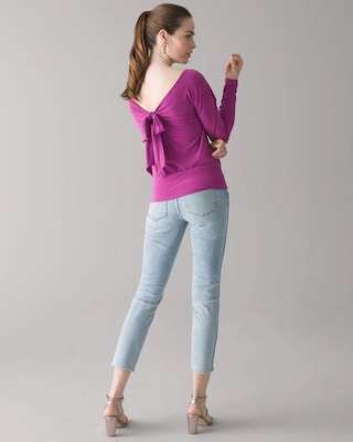Petite Long-Sleeve Matte Jersey Tie-Back Top click to view larger image.