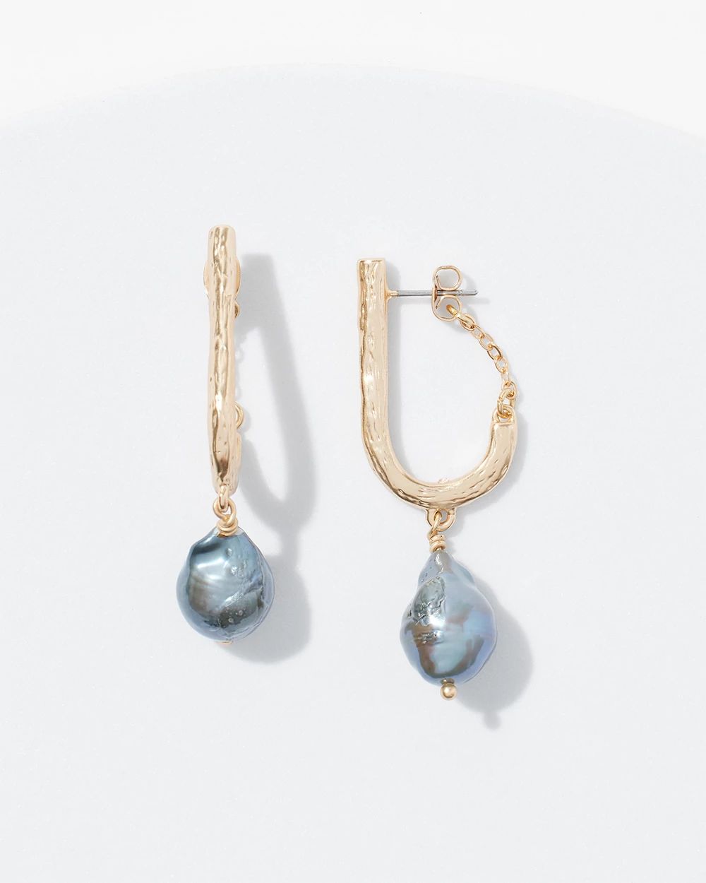 Gold Grey Fresh Water Pearl Drop Earring