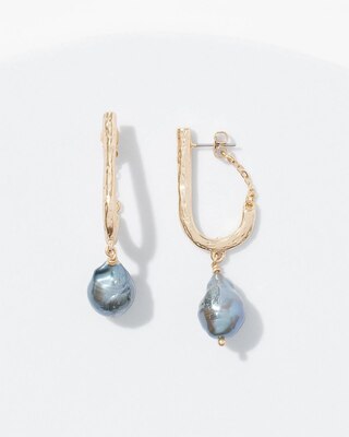 Gold Grey Fresh Water Pearl Drop Earring