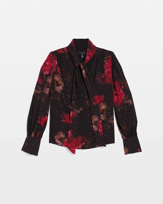 Jacquard Tie-Neck Blouse click to view larger image.