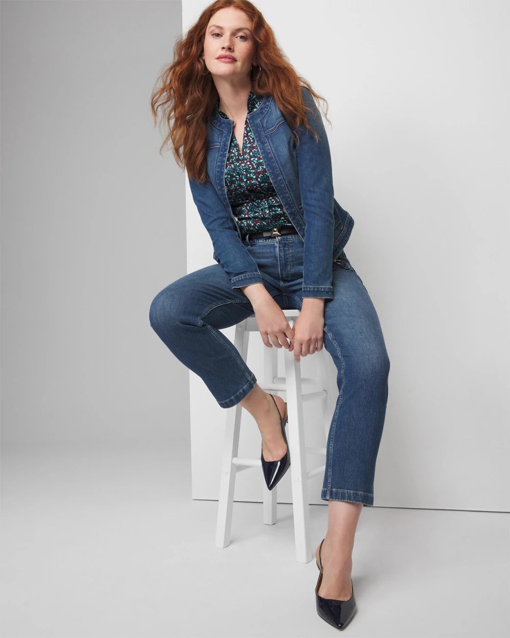 Curvy High-Rise Sculpt Horsebit Straight-Leg Jeans