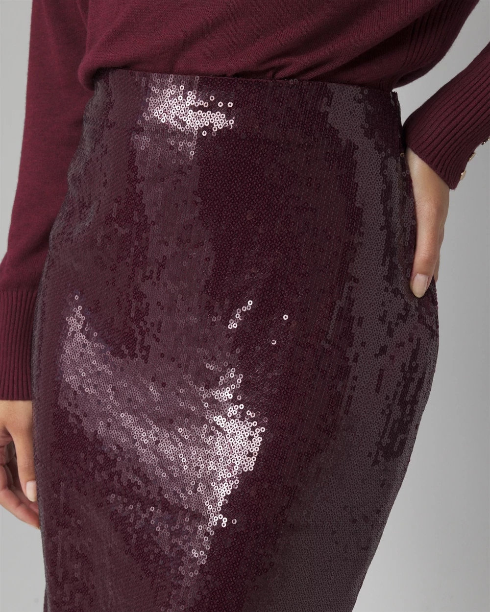 Petite Sequin Midi Skirt