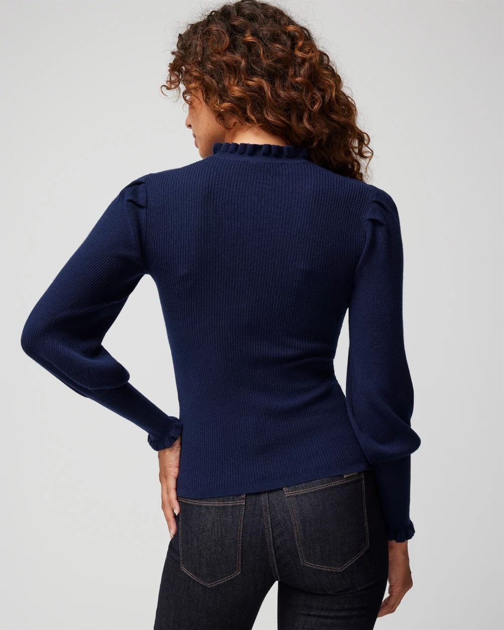 Cashmere Blend Blouson Sleeve Pull Over