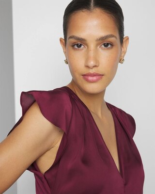 Ruched Front Flutter Sleeve Shell Top click to view larger image.