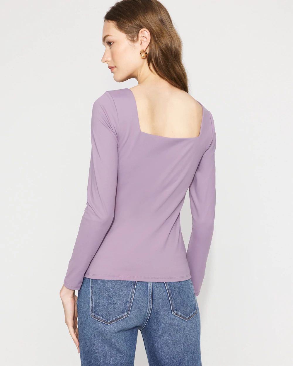 WHBM FORME™ All Ways Stretch Square Neck Long-Sleeve Tee click to view larger image.