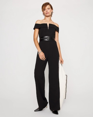 Off-The-Shoulder Crepe Jumpsuit click to view larger image.
