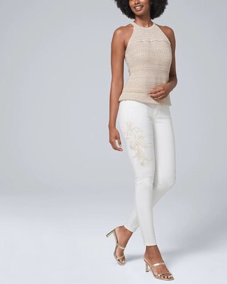 Curvy-Fit High-Rise Embellished Skinny Jeans