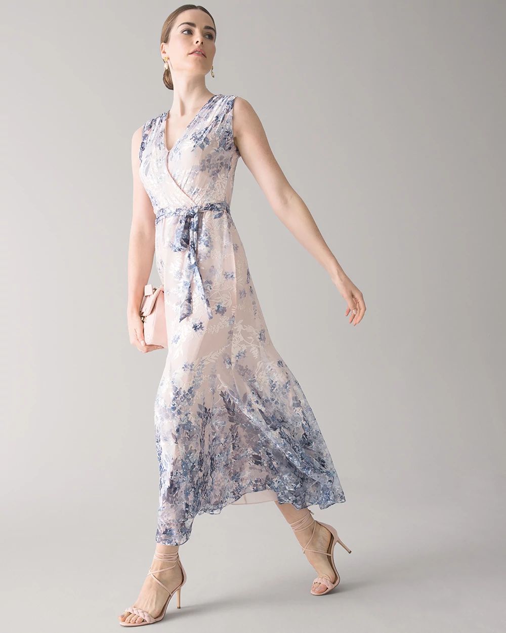 Sleeveless Burnout Godet Midi-Dress