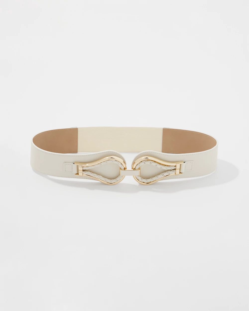 Faux Leather Braided Stretch Waist Belt