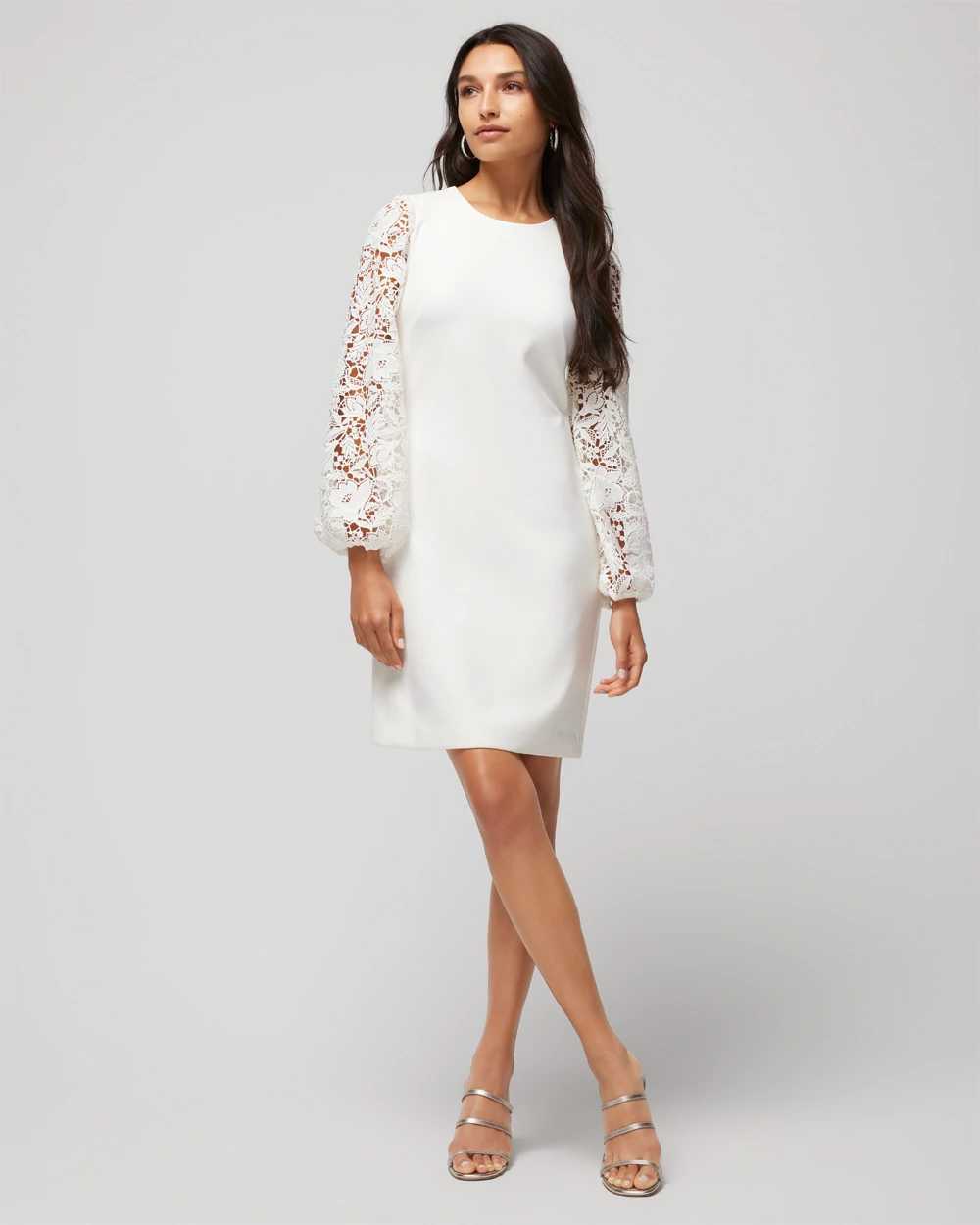 Petite Lace Sleeve Shift Dress click to view larger image.