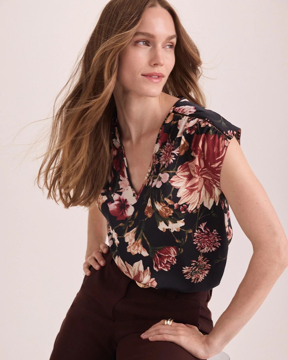 V-neck Satin Shell