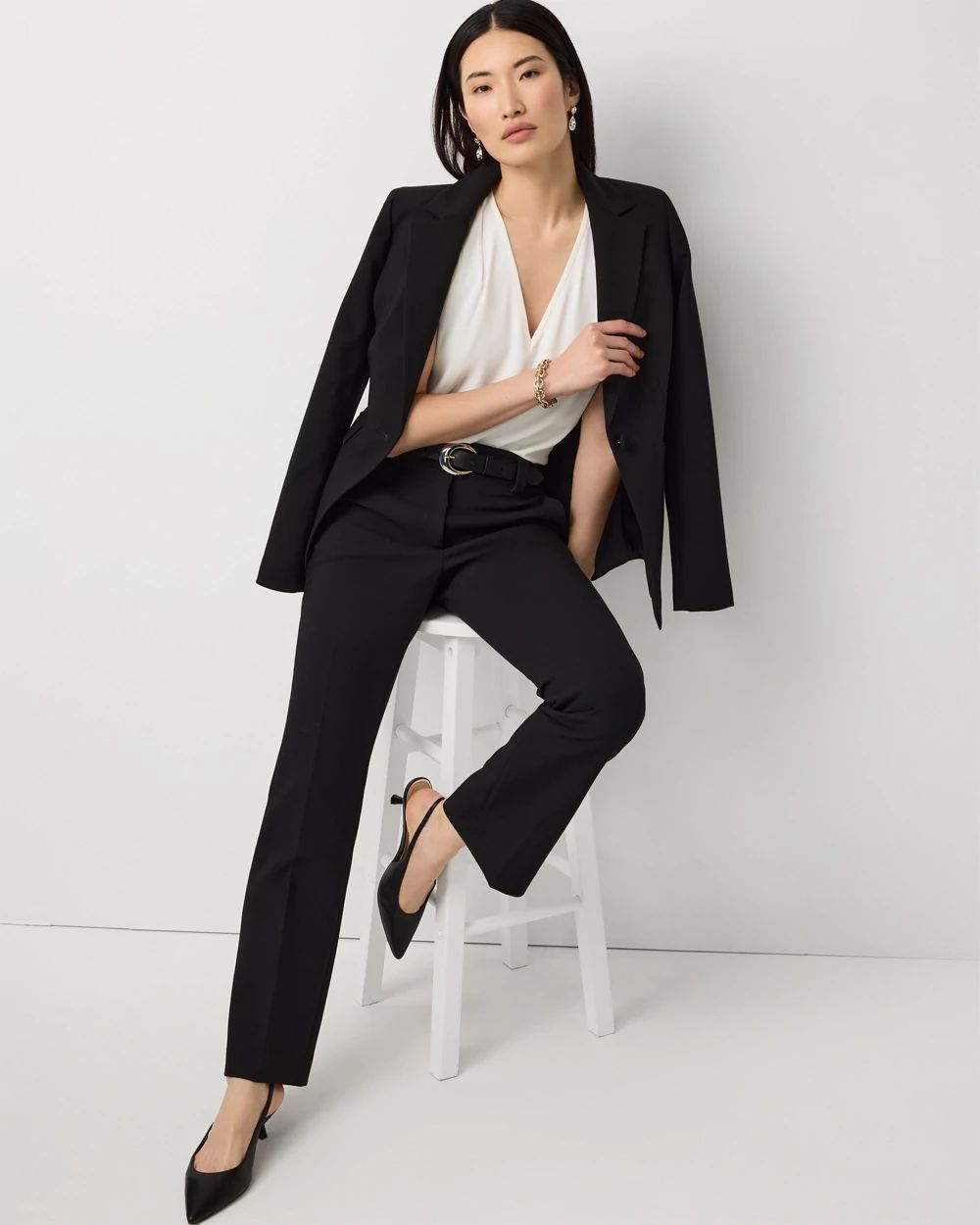 Ruched Shoulder Crepe Shell click to view larger image.