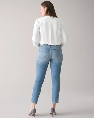 Curvy-Fit High-Rise Sculpt Jewel Button Straight Ankle Jeans click to view larger image.