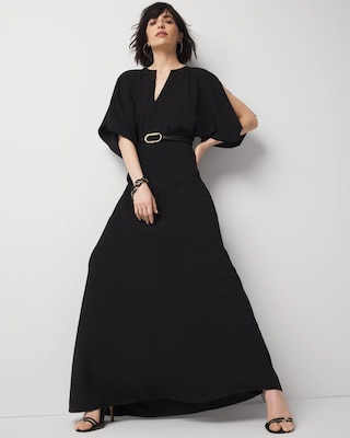 Petite Kimono Sleeve Crepe Gown
