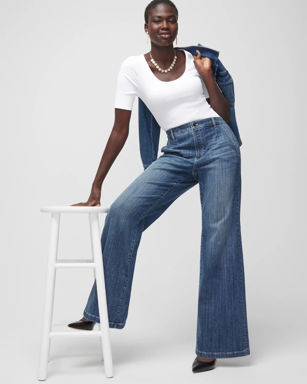 Curvy Extra High-Rise Everyday Soft Denim  Wide Leg Jeans click to view larger image.