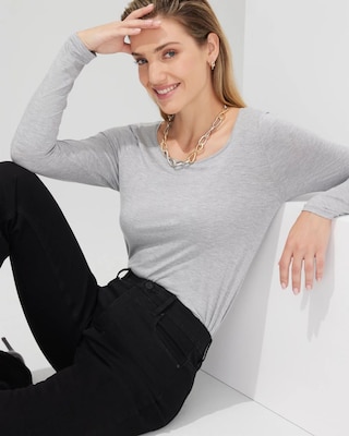 Outlet WHBM Long-Sleeve Scoop-Neck Tee