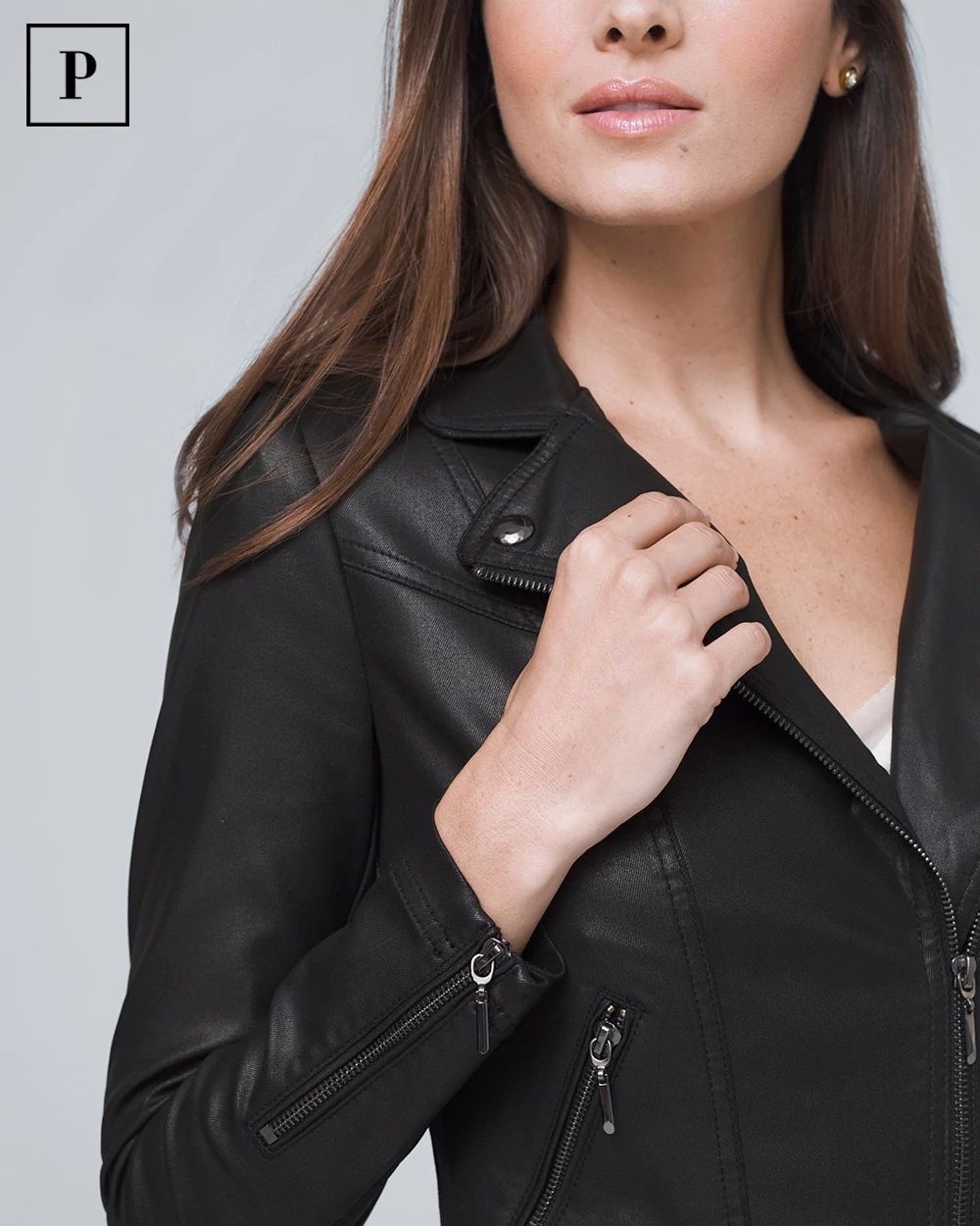 Petite Coated Moto Jacket