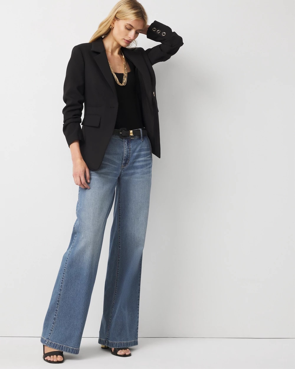 Ruched Sleeve Blazer