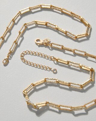 Convertible Goldtone Pavé Link Necklace