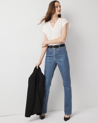Petite Clear Coated Extra High Rise Elongated Slim Jean