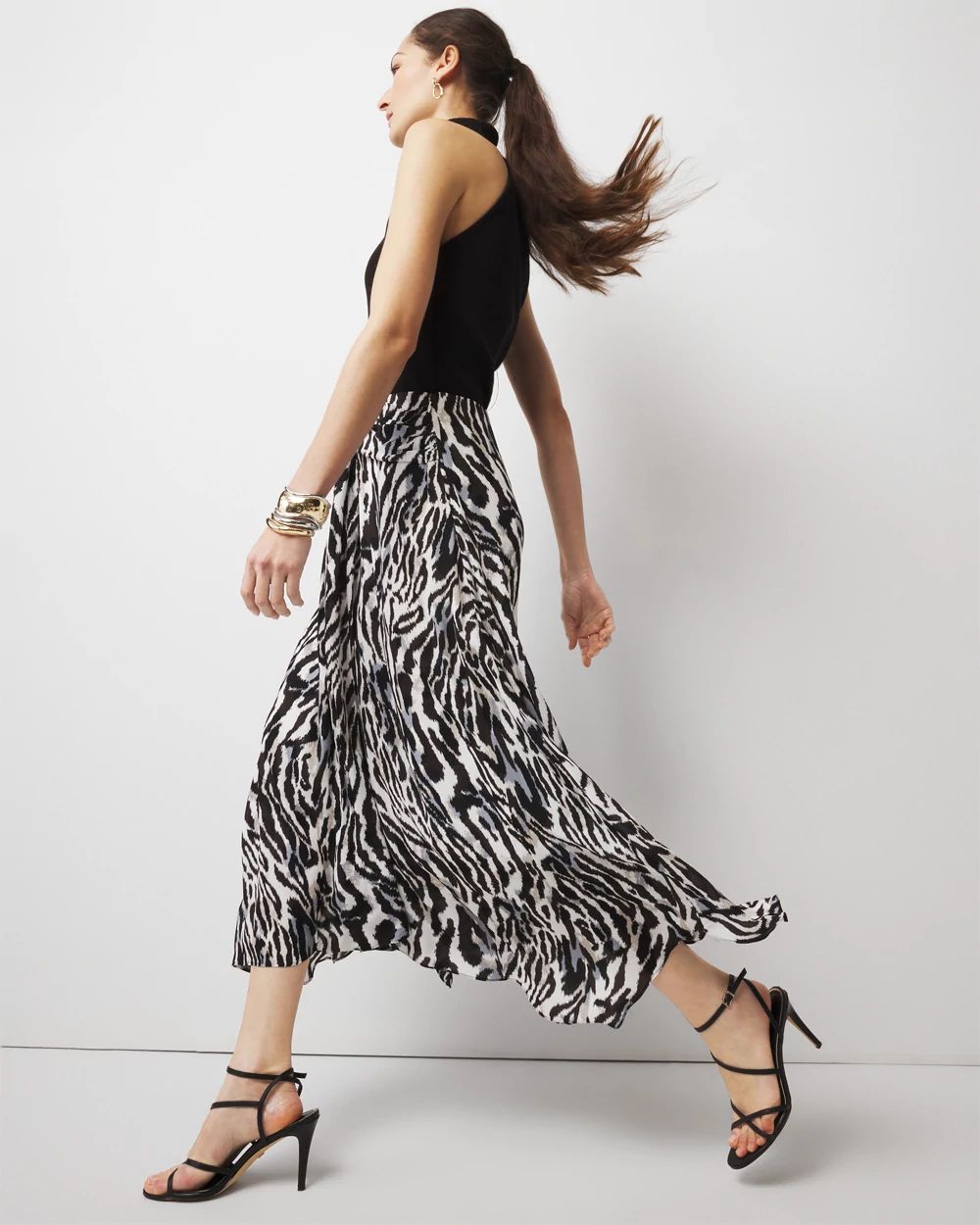Petite Leopard Midi Skirt