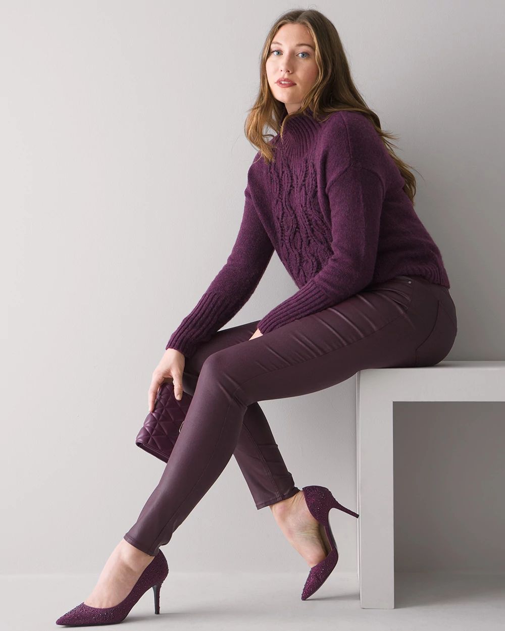 Curvy-Fit High Rise Coated Skinny Jeans