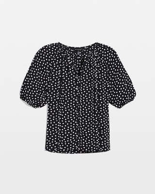 Elbow Sleeve V-neck Blouse click to view larger image.