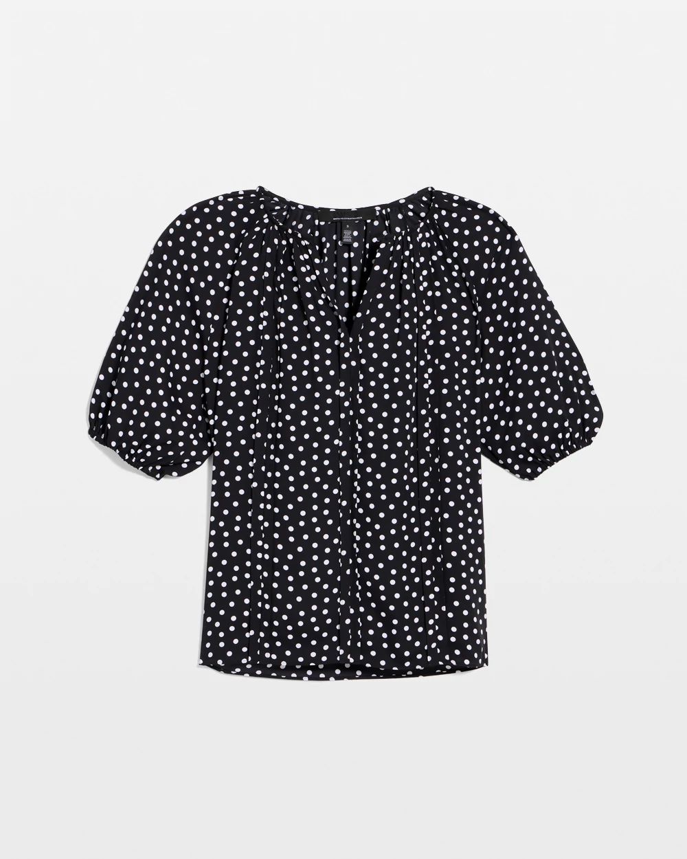 Elbow Sleeve V-neck Blouse