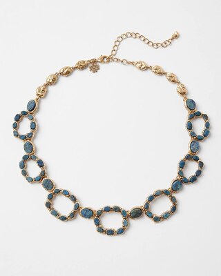 Goldtone and Blue Singlestrand Necklace