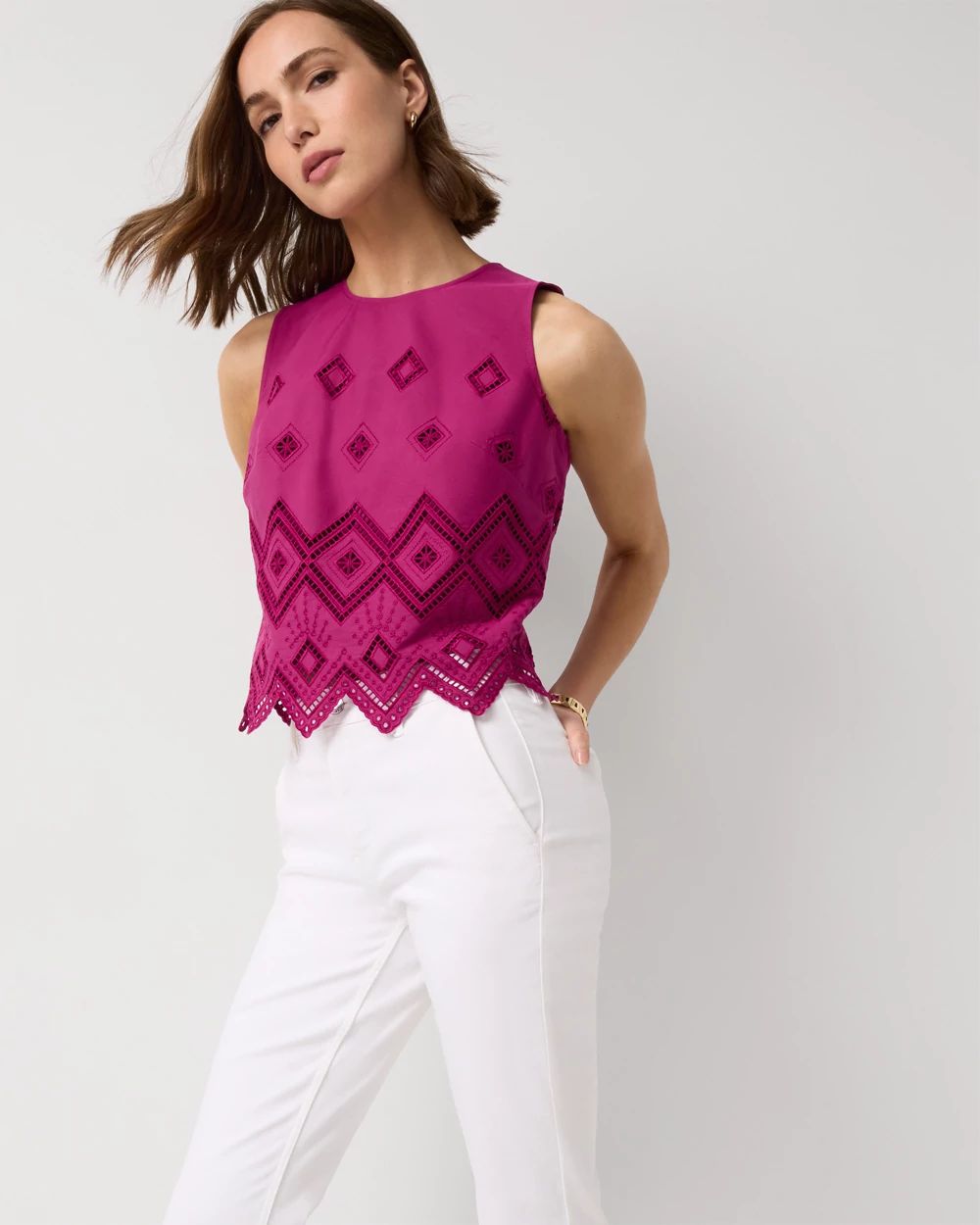 Embroidered Poplin Cropped Top click to view larger image.