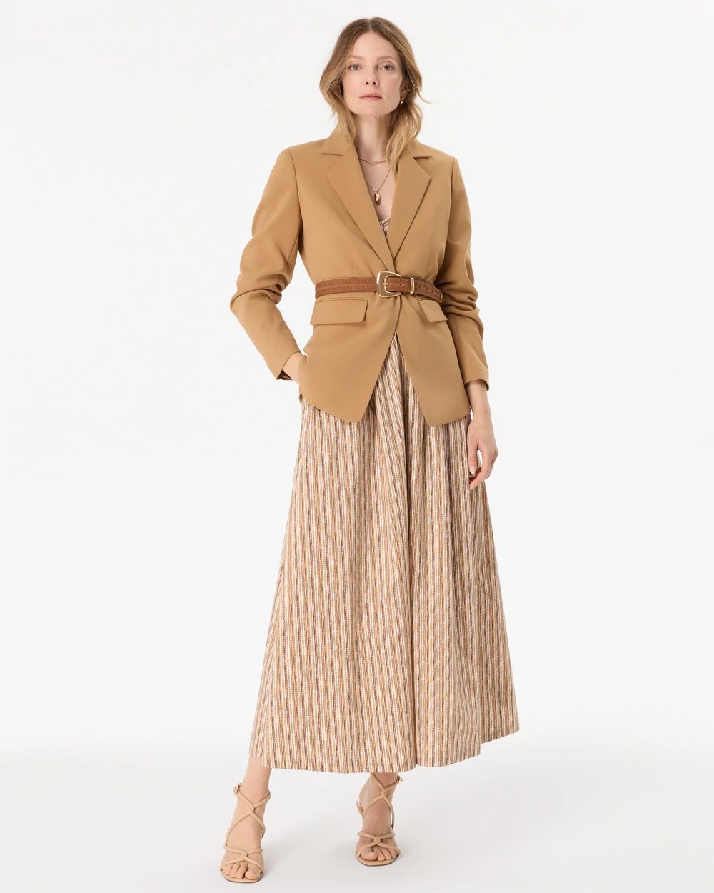Poplin Smocked Waist Midi Dress click to view larger image.